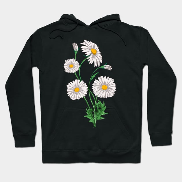 Daisies Chamomile & Marguerites Bouquet Retro Daisy Flower Hoodie by Ai Wanderer